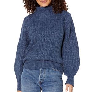 Madewell Blue Puff Sleeve Knit Wool Mockneck Pullover Sweater XS